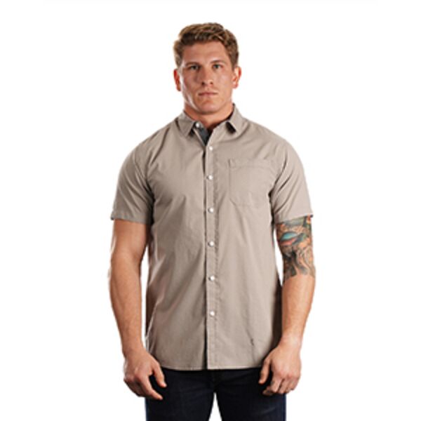 Men's Peached Poplin Short Sleeve Woven Shirt Thumbnail