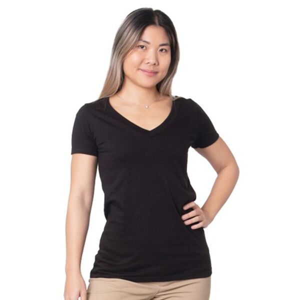 Women's USA-Made Fine Jersey V-Neck T-Shirt Thumbnail