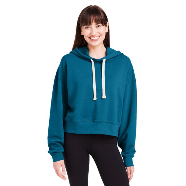 Ladies' Vintage Oversized Cropped Hooded Sweatshirt Thumbnail