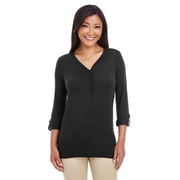 Women's Perfect Fit™ Y-Placket Convertible Sleeve Knit Top Thumbnail