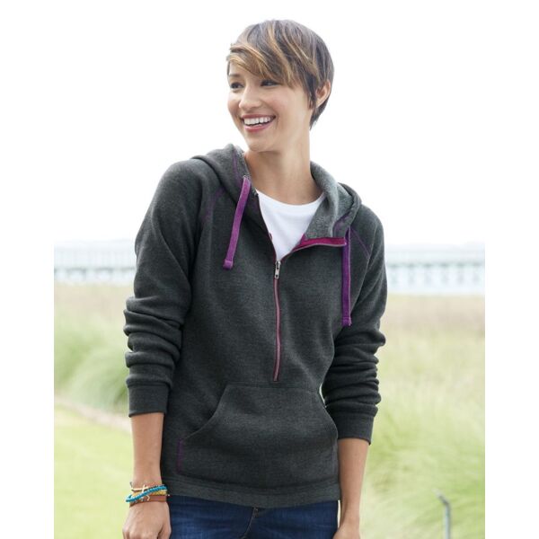 Women's Triblend Half-Zip Hooded Sweatshirt Thumbnail