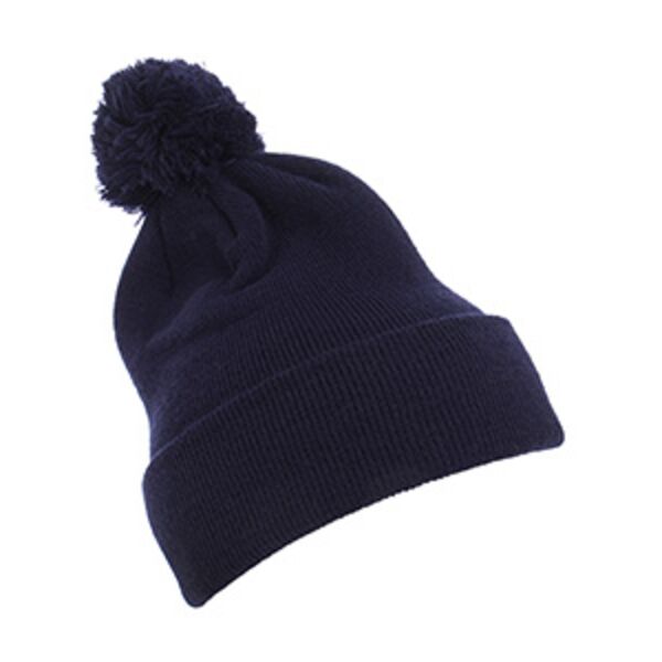 Cuffed Knit Beanie with Pom Pom Thumbnail