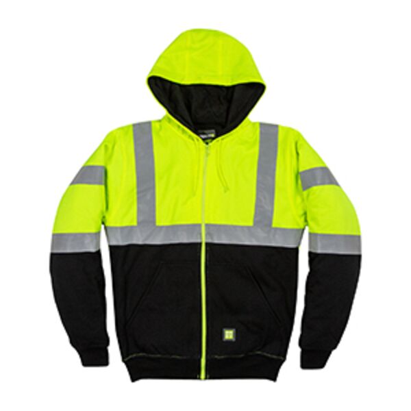 Men's Hi-Vis Class 3 Color Block Full-Zip Hooded Sweatshirt Thumbnail
