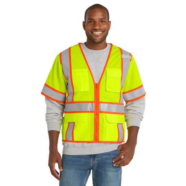 Ansi 107 Class 3 Surveyor Mesh Zippered Two Tone Short Sleeve Vest Thumbnail