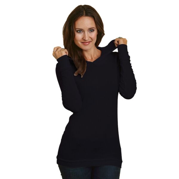 Ladies' USA Made Long-Sleeve Thermal Hoodie T-Shirt Thumbnail
