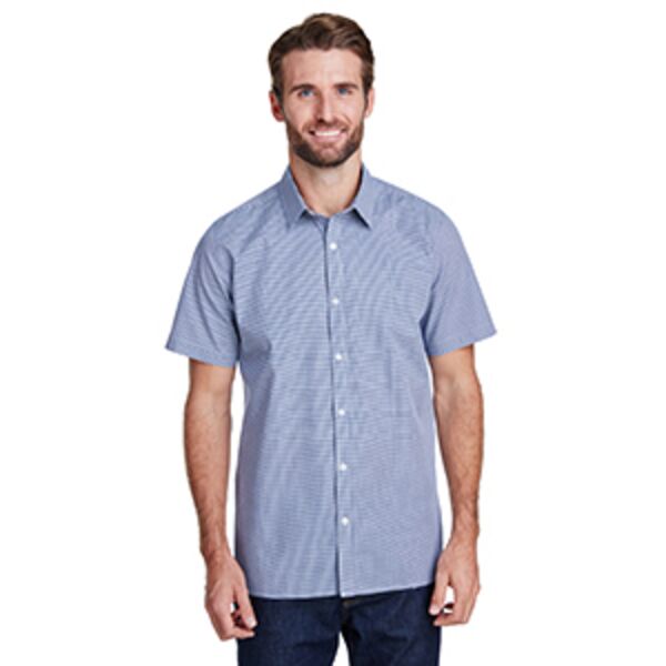 Men's Microcheck Gingham Short-Sleeve Cotton Shirt Thumbnail