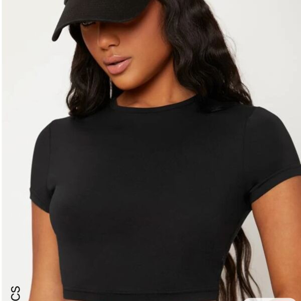 Solid Mock Neck Crop Top Thumbnail