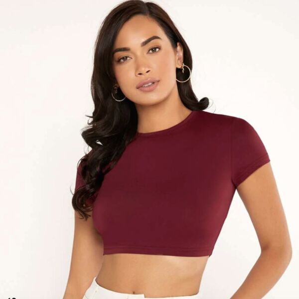 Solid Mock Neck Crop Top Thumbnail